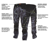 CAMOS TROUSERS BLACK/GREY kalhoty pas maskáč-11