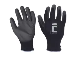 SERETA rukavice nylon/PU dotyk černé