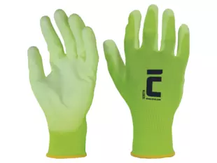 SERETA rukavice nylon/PU dotyk HV žluté